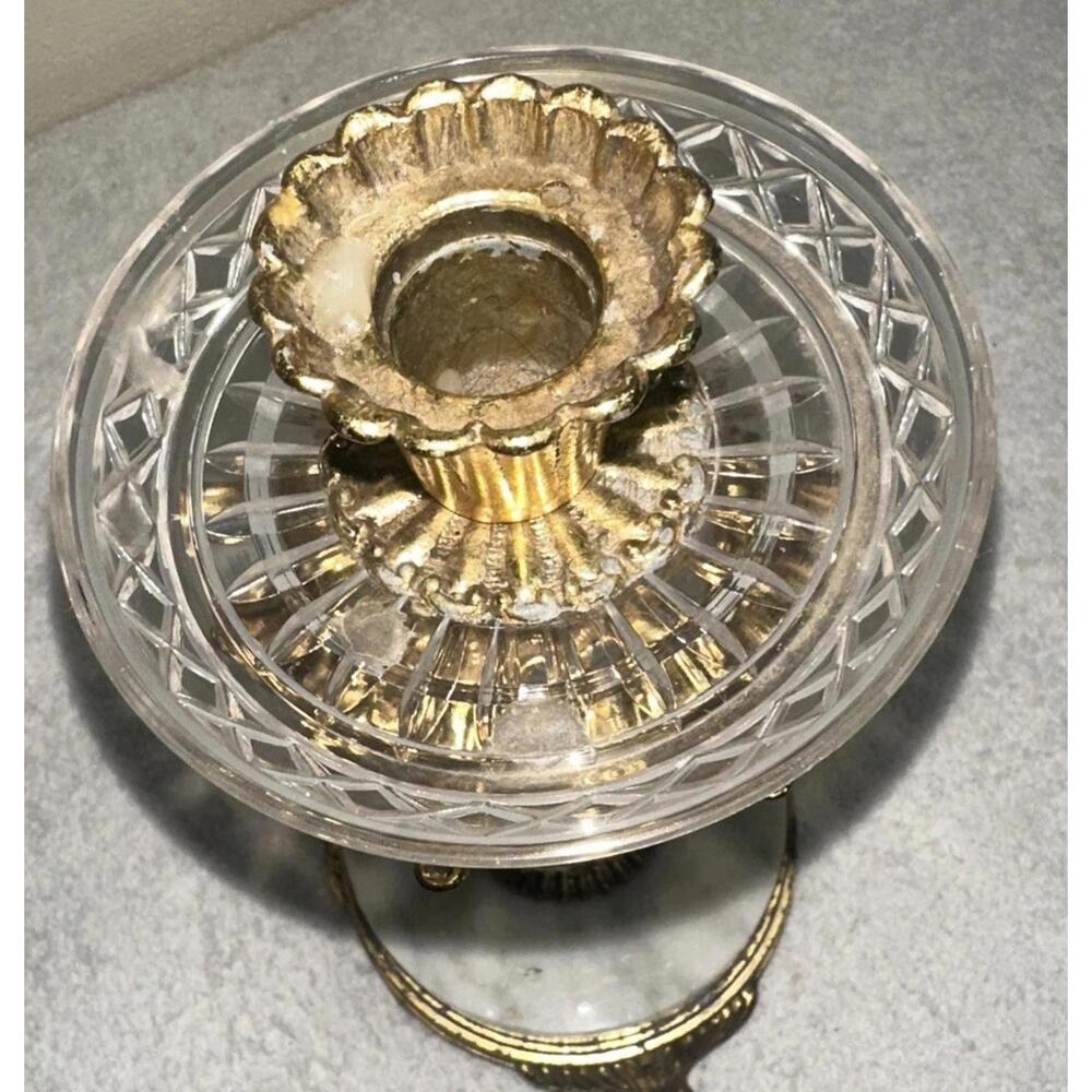 Vintage Hollywood Regency Marble Base, Gold Tones Very ornate, Candle Holder - Picture 4 of 8